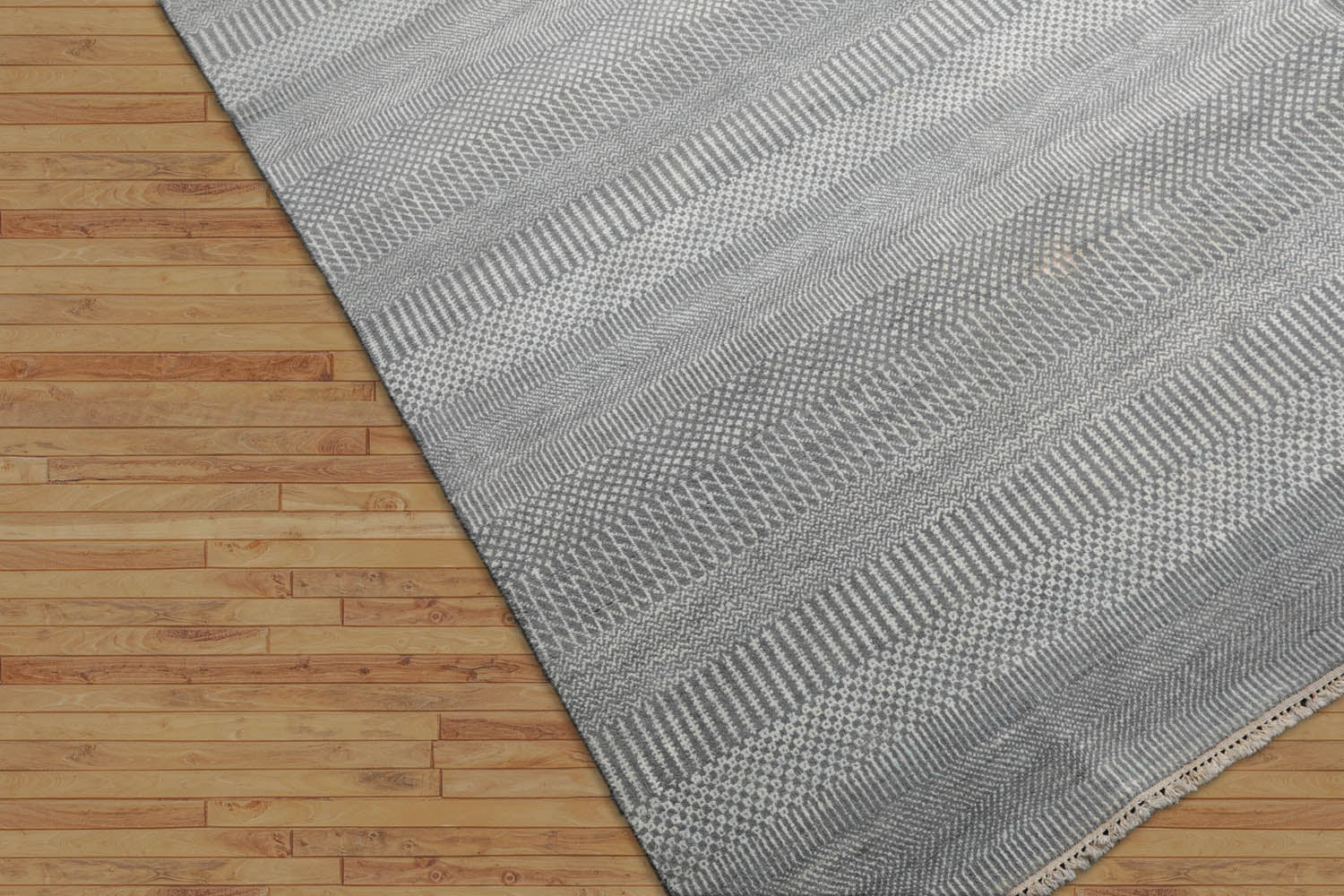 Caja 8x10 Hand Knotted Tibetan 100% Wool Modern & Contemporary Oriental Area Rug Gray, White Color