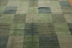 Hiram 8x10 Hand Knotted Tibetan 100% Wool Michaelian & Kohlberg Modern & Contemporary Oriental Area Rug Aqua, Gray Color