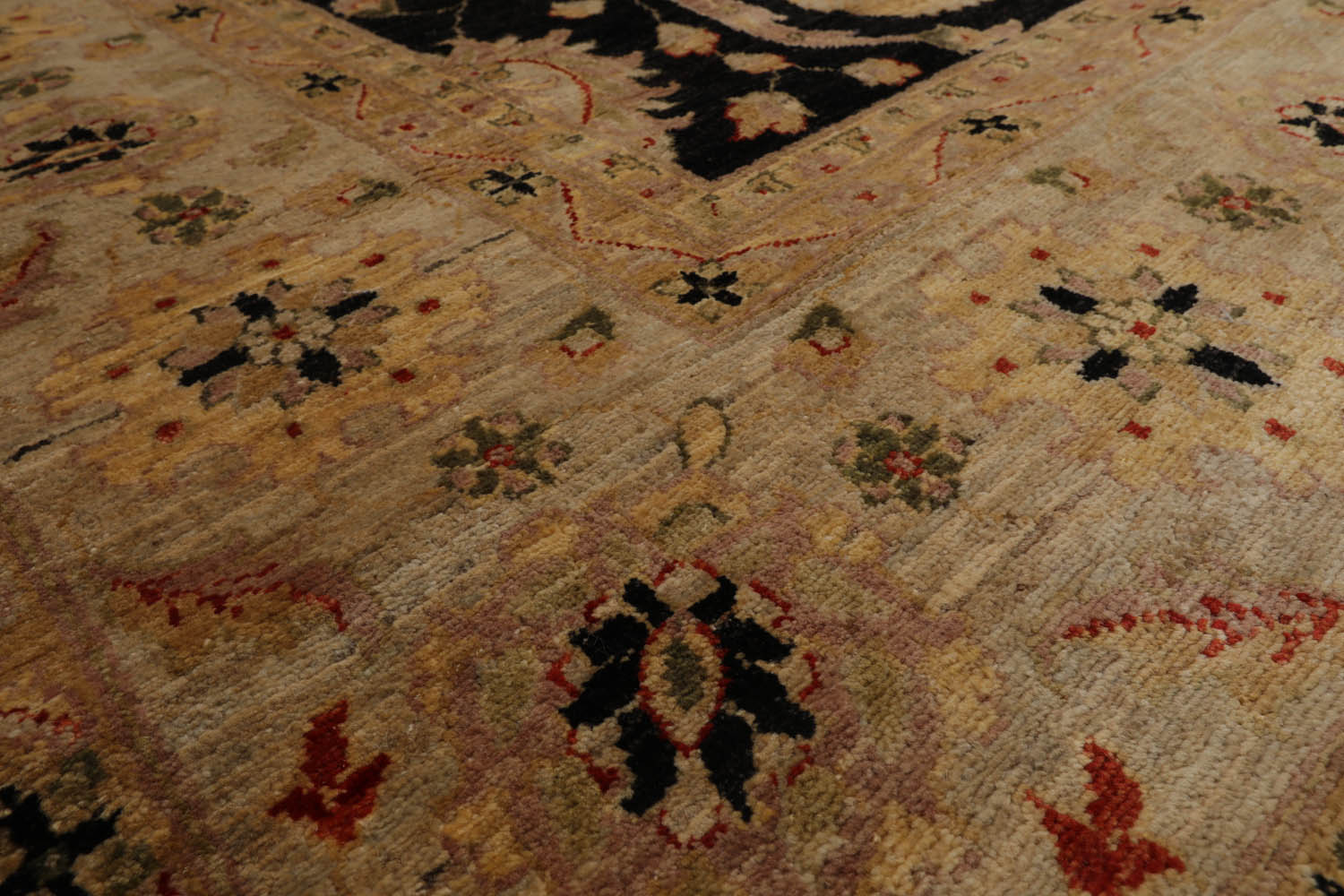 10x14 Hand Knotted 100% Wool Chobi Peshawar Traditional Oriental Area Rug Black, Beige Color