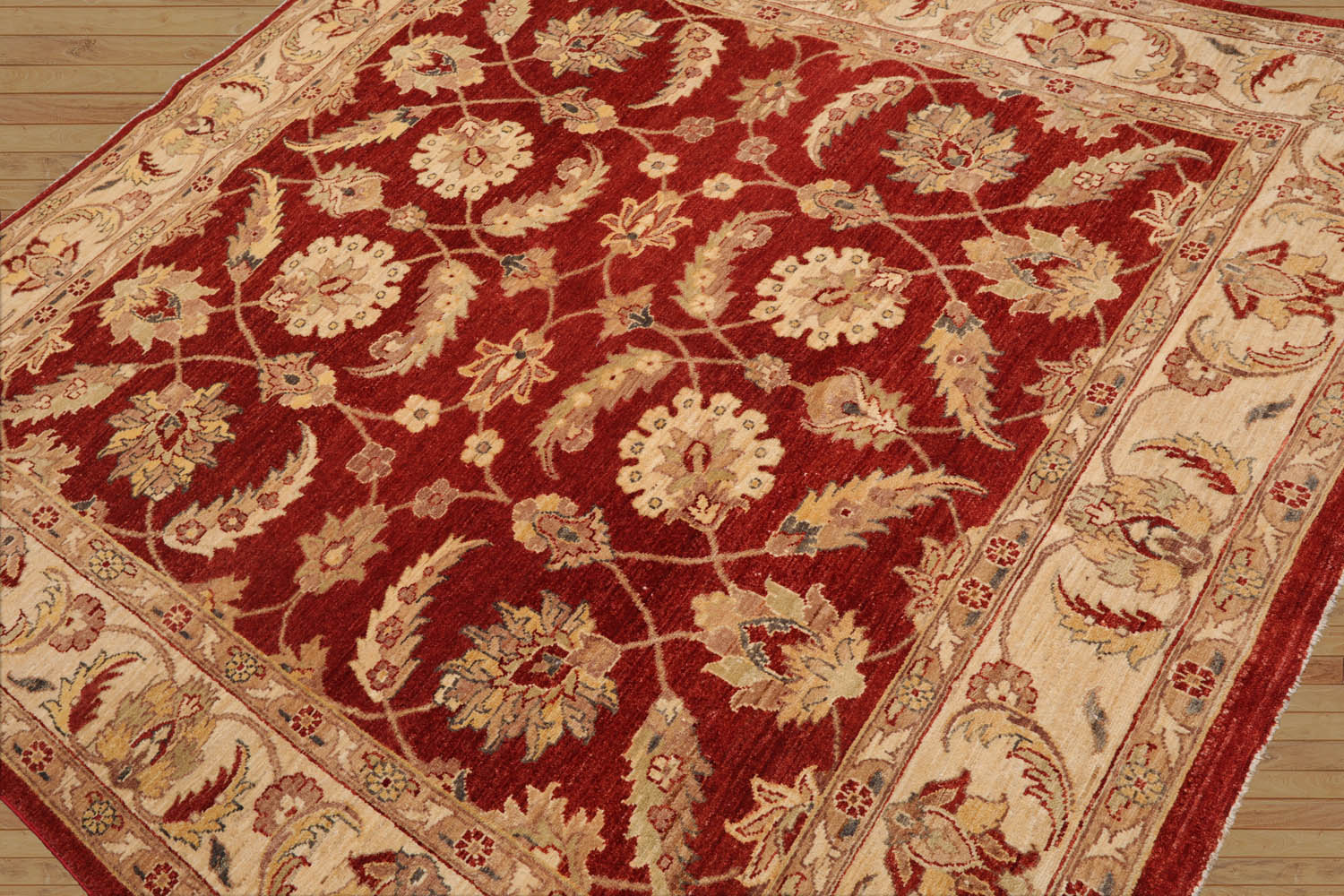 Kachayr 6x9 Hand Knotted 100% Wool Chobi Peshawar Traditional Oriental Area Rug Rust,Beige Color