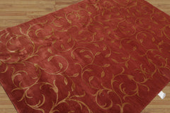 Nataliah Multi Size Raspberry, Gold Hand Knotted Tibetan Wool and Silk Tibetan Transitional Oriental Area Rug