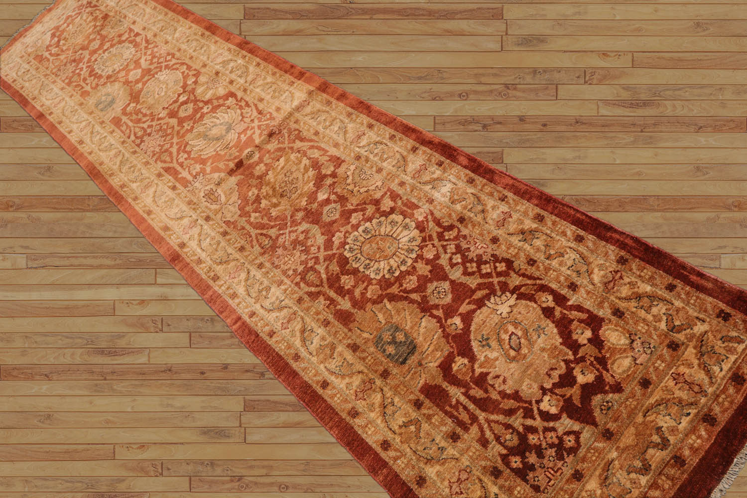 Boddie Runner Hand Knotted 100% Wool Chobi Peshawar Traditional Oriental Area Rug Pale Terracotta, Beige Color