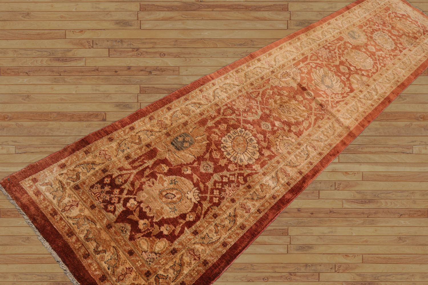 Boddie Runner Hand Knotted 100% Wool Chobi Peshawar Traditional Oriental Area Rug Pale Terracotta, Beige Color