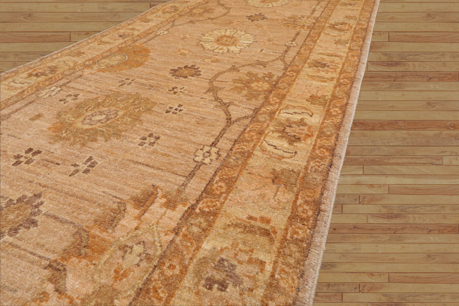 Abrahams Runner Hand Knotted 100% Wool Peshawar Traditional Oriental Area Rug Tan, Caramel Color