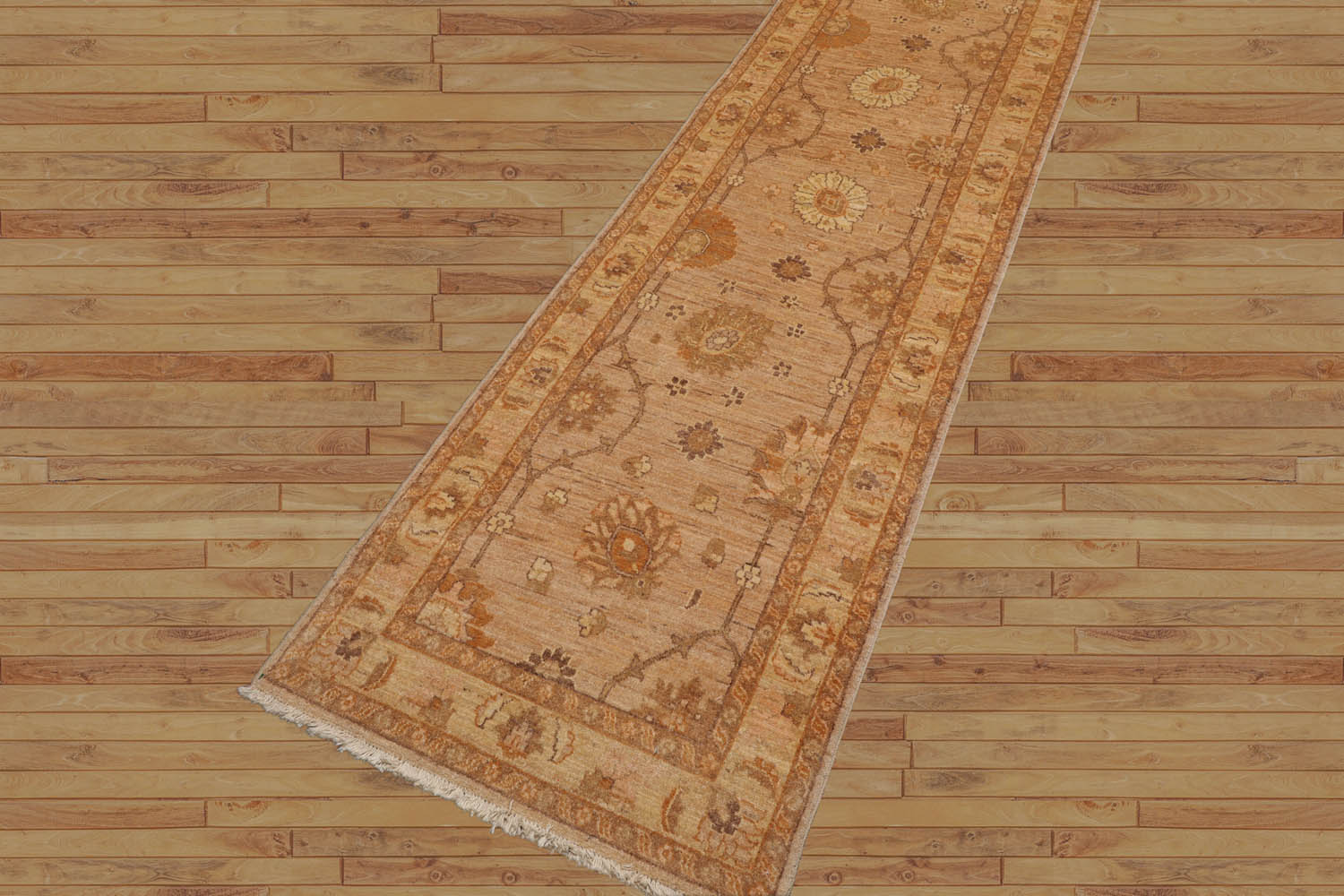 Abrahams Runner Hand Knotted 100% Wool Peshawar Traditional Oriental Area Rug Tan, Caramel Color
