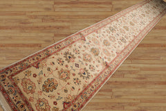 Holte Runner Hand Knotted Persian 100% Wool Chobi Peshawar Traditional Oriental Area Rug Beige, Coral Color