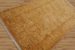 Faheema 4x6 Hand Knotted Persian 100% Wool Chobi Peshawar Traditional Oriental Area Rug Light Gold, Brown Color