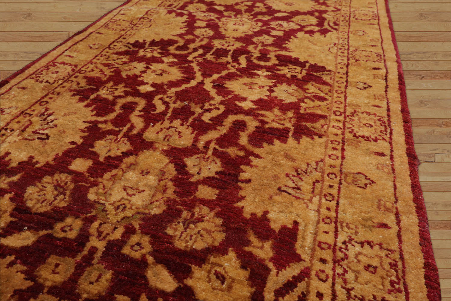 Frankline Runner Hand Knotted Persian 100% Wool Chobi Peshawar Traditional Oriental Area Rug Rusty Red, Gold Color
