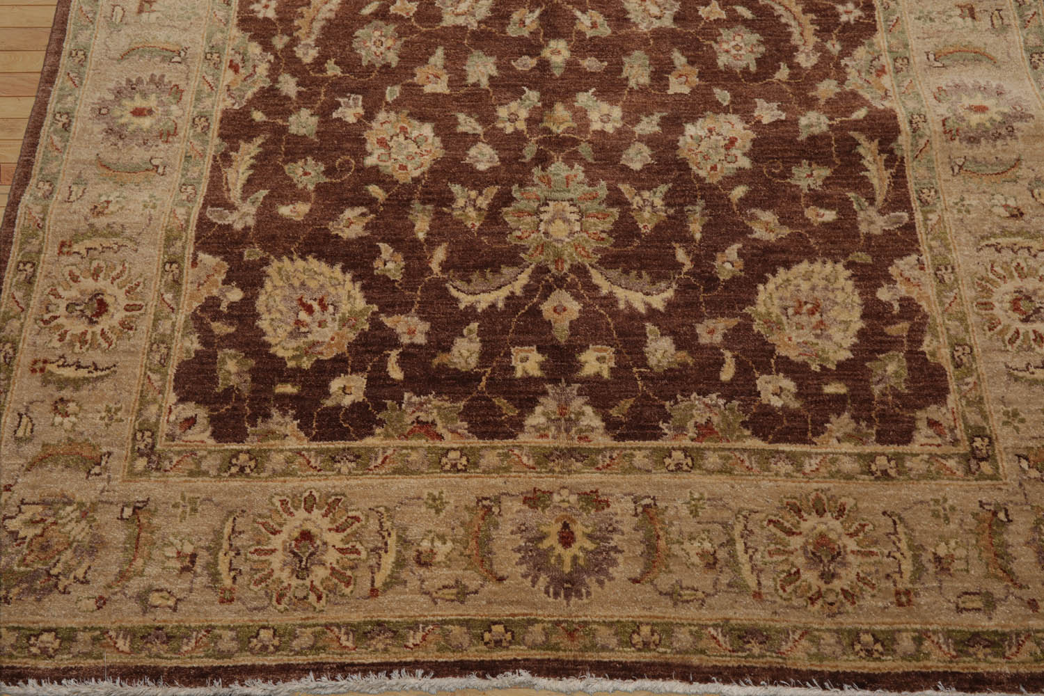 Gennett 5x7 Hand Knotted Persian 100% Wool Chobi Peshawar Traditional Oriental Area Rug Brown, Beige Color