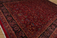 Randon Palace Hand Knotted Persian 100% Wool Mashad Traditional Oriental Area Rug Burgundy, Midnight Blue  Color