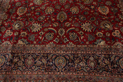Ancheta Palace Hand Knotted Persian 100% Wool Kashan Traditional Oriental Area Rug Red, Midnight Blue  Color
