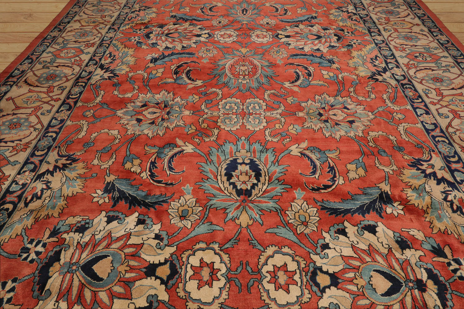 Diavione Palace Hand Knotted Persian 100% Wool Mahal Arts & Crafts Oriental Area Rug Salmon, Ivory Color