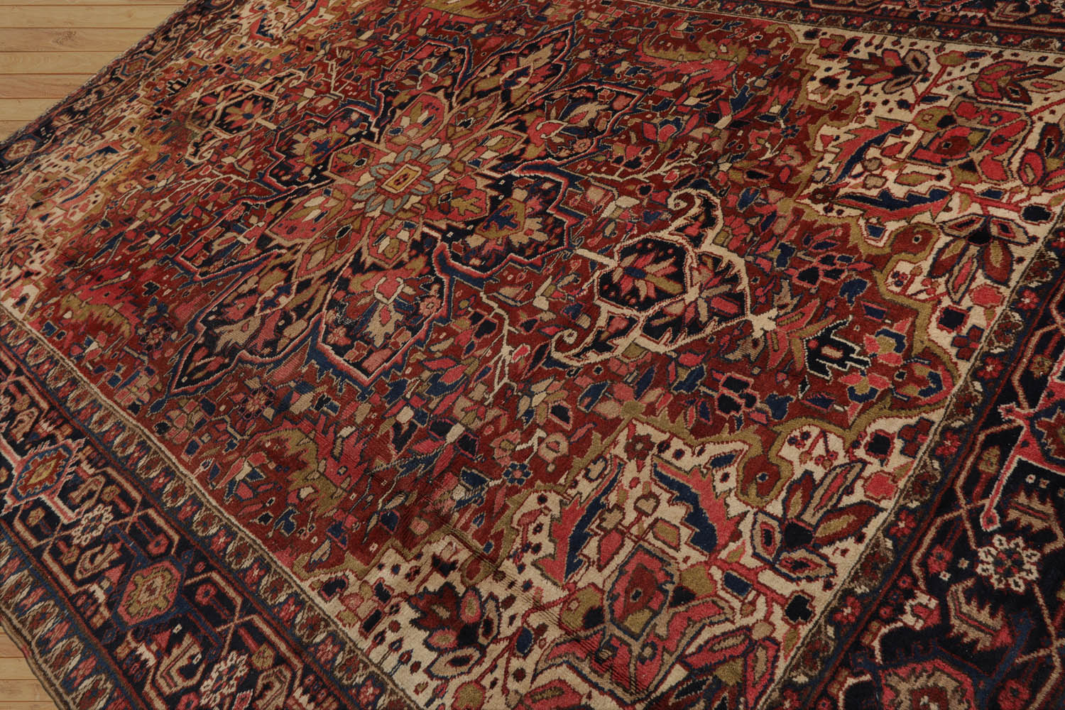 Barahona 8x10 Hand Knotted 100% Wool Heriz Traditional Oriental Area Rug Rust, Midnight Blue Color
