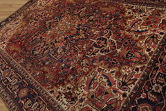 Barahona 8x10 Hand Knotted 100% Wool Heriz Traditional Oriental Area Rug Rust, Midnight Blue Color