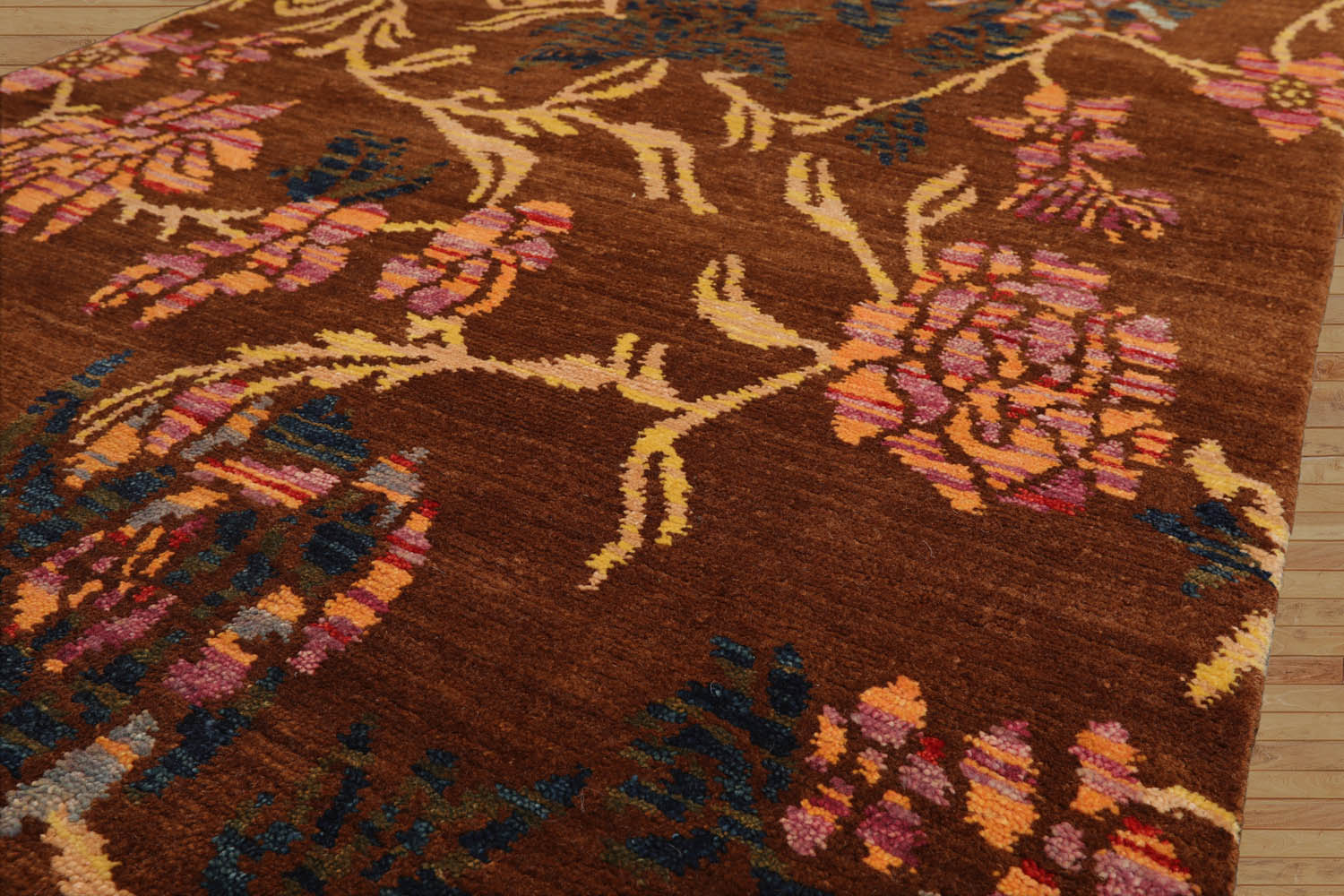 Rosalind 4x6 Hand Knotted Tibetan 100% Wool Michaelian & Kohlberg Traditional Oriental Area Rug Brown, Gold Color