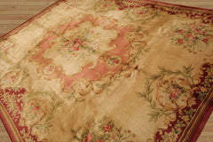 Joycelyn 9x12 Hand Knotted Savonnerie 100% Wool Asmara Traditional Oriental Area Rug Gold, Rose Color
