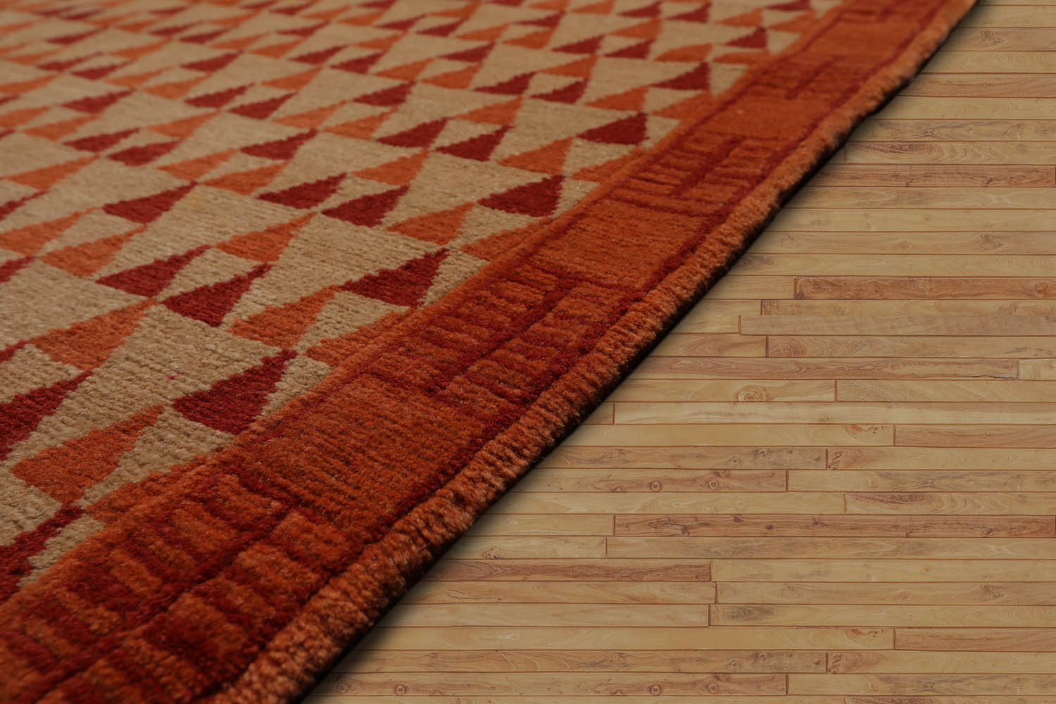 Sunol 6x9 Hand Knotted Tibetan 100% Wool Michaelian & Kohlberg Modern & Contemporary Oriental Area Rug Beige, Orange Color