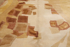 Crumes 6x9 Hand Knotted Tibetan Wool and Silk Mikhaelin Kohlberg Modern & Contemporary Oriental Area Rug Beige, Gold Color