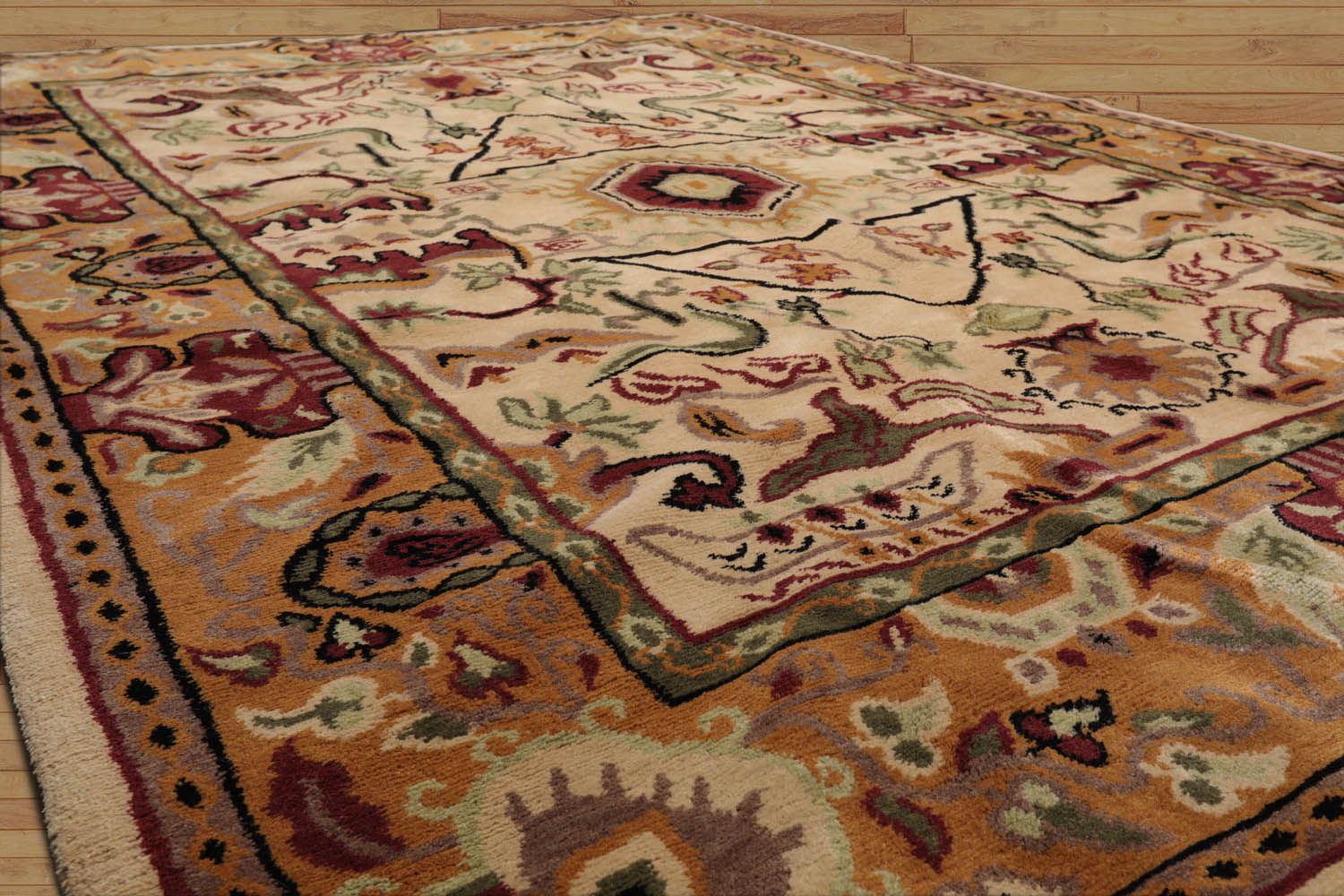 Lubov 5x7 Hand Knotted Tibetan 100% Wool Traditional Oriental Area Rug Beige, Tan Color