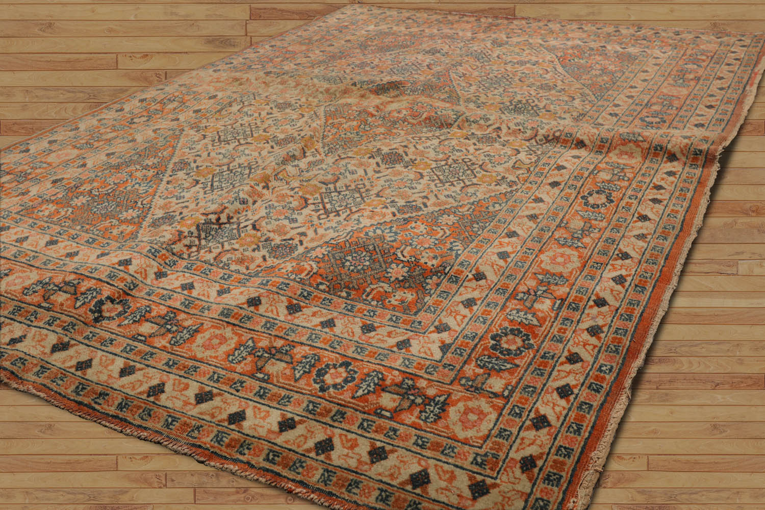 4x6 Hand Knotted Tribal 100% Wool Heriz Traditional 250 KPSI Oriental Area Rug Beige, Burnt Orange Color