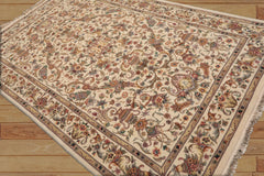 Annunziata 6x9 Hand Knotted Sino Persian Wool and Silk Traditional Oriental Area Rug Ivory, Tan Color