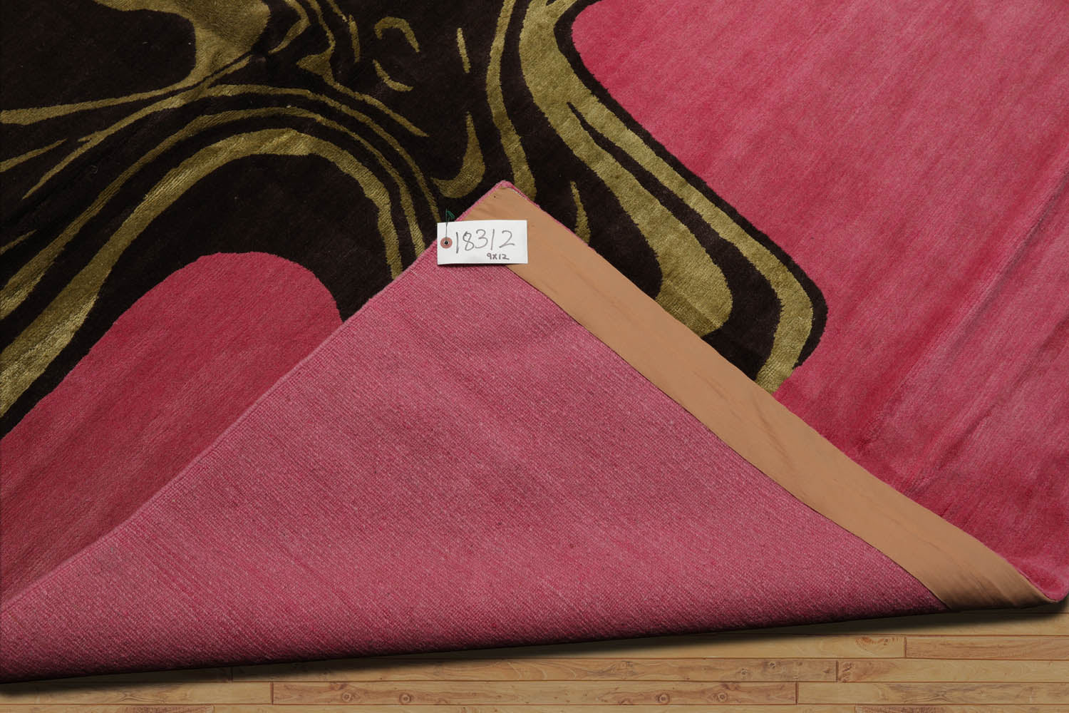 Lubov 9x12 Mark Philips Hand Knotted Tibetan 100% Wool Modern Color Block Oriental Area Rug Pink, Brown Color