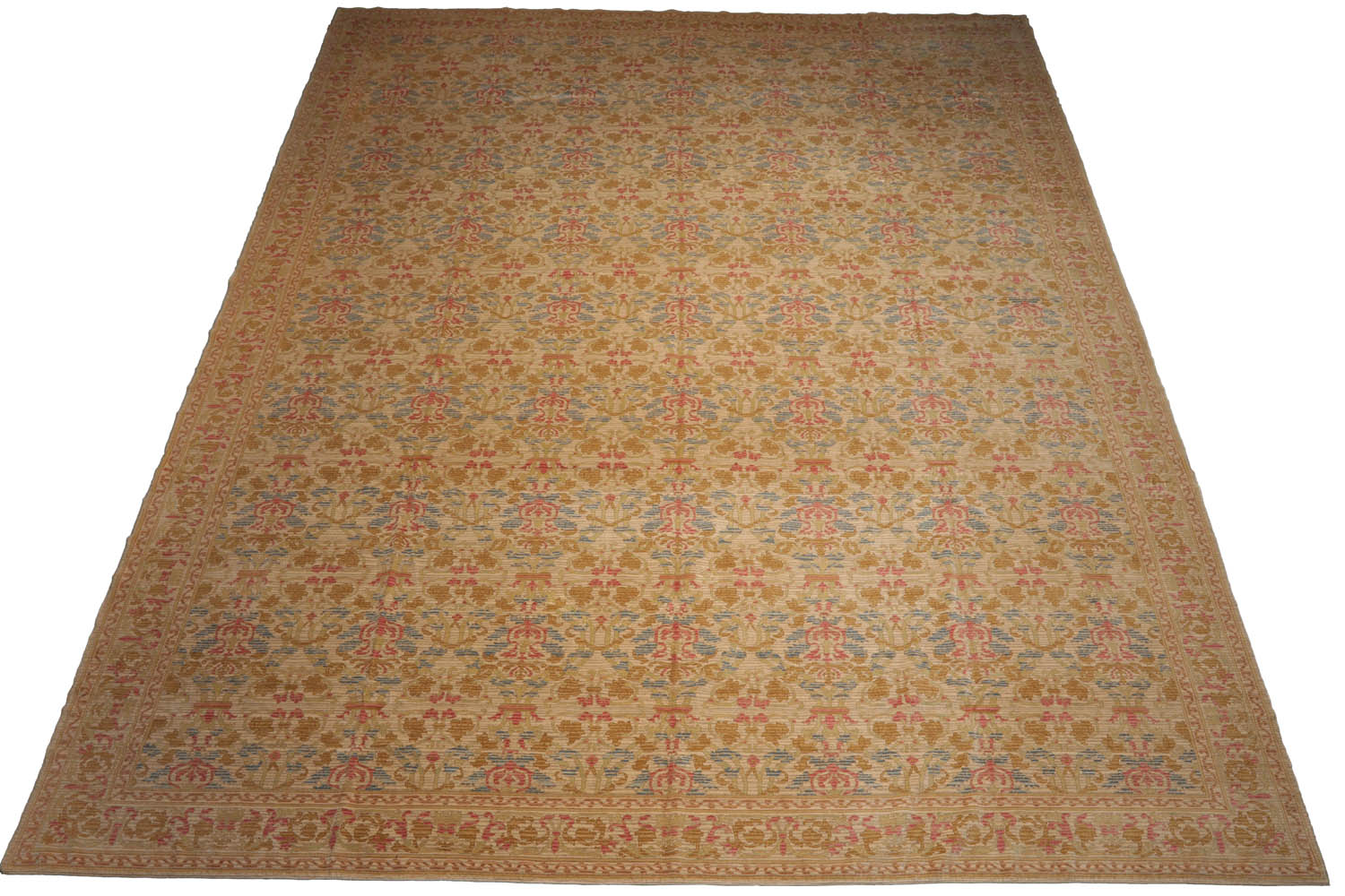 Annitra Palace Hand Knotted 100% Wool Transitional Oriental Area Rug Beige, Blue Color