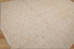 Hasly 9x12 Hand Knotted Tibetan Wool and Silk Transitional Oriental Area Rug Beige, Gray Color
