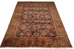 Bloomsbury Palace Hand Knotted 100% Wool Traditional Oriental Area Rug Charcoal, Tan Color