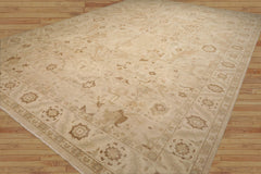 Tishomingo Palace Hand Knotted Oushak 100% Wool Traditional 200 KPSI Oriental Area Rug Beige, Ivory Color