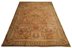 Feysal 10x14 Hand Knotted French Aubusson  100% Wool Traditional Oriental Area Rug Tan, Light Gold Color