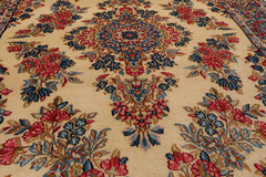 3x5 Hand Knotted 100% Wool Heriz Traditional 200 KPSI Oriental Area Rug Ivory, Blue Color