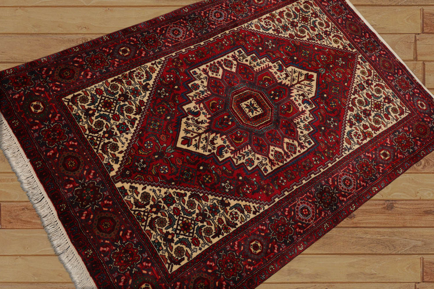 Skiles 3x5 Hand Knotted 100% Wool Bidjar Traditional 250 KPSI Oriental Area Rug Red, Ivory Color