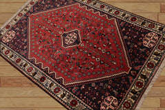 Lecharles 4x6 Hand Knotted 100% Wool Abadeh Traditional 200 KPSI Oriental Area Rug Coral, Indigo Color