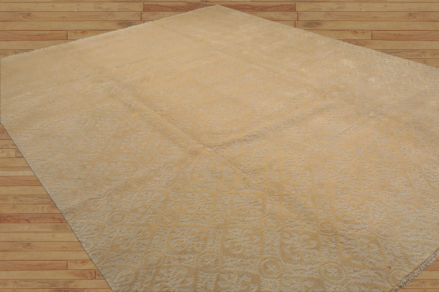 Baugh 9x12 Hand Knotted Tibetan Wool and Silk Modern & Contemporary Oriental Area Rug Gray, Light Gold Color