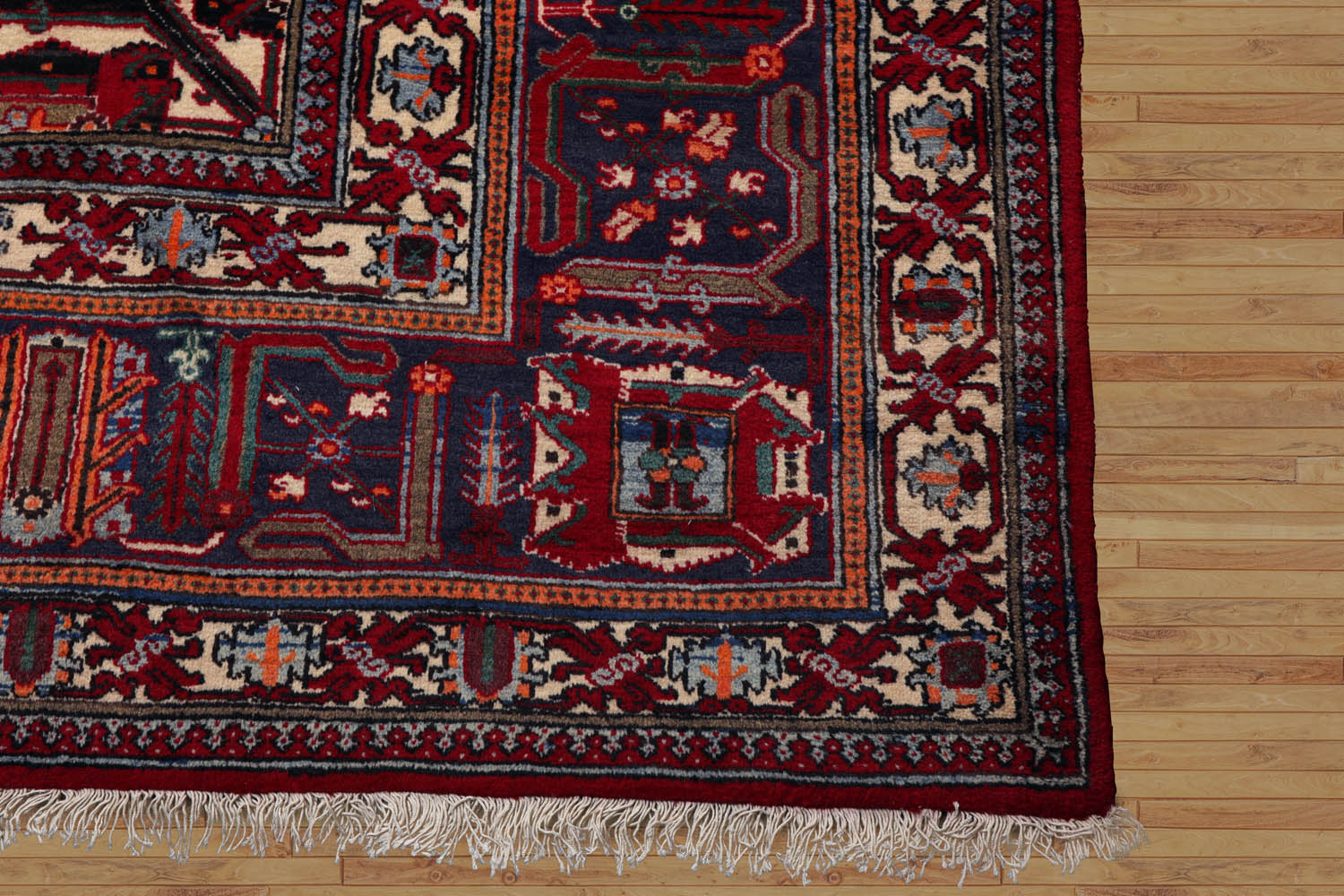 Jakima Palace Hand Knotted 100% Wool Traditional Oriental Area Rug Red, Indigo Color