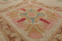 Cornel Palace Hand Knotted Flat Weave 100% Wool French Aubusson Traditional Oriental Area Rug Beige, Rose Color
