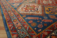 Alariz 3x5 Hand Knotted 100% Wool Kazakh Traditional 200 KPSI Oriental Area Rug Blue, Teracotta Color