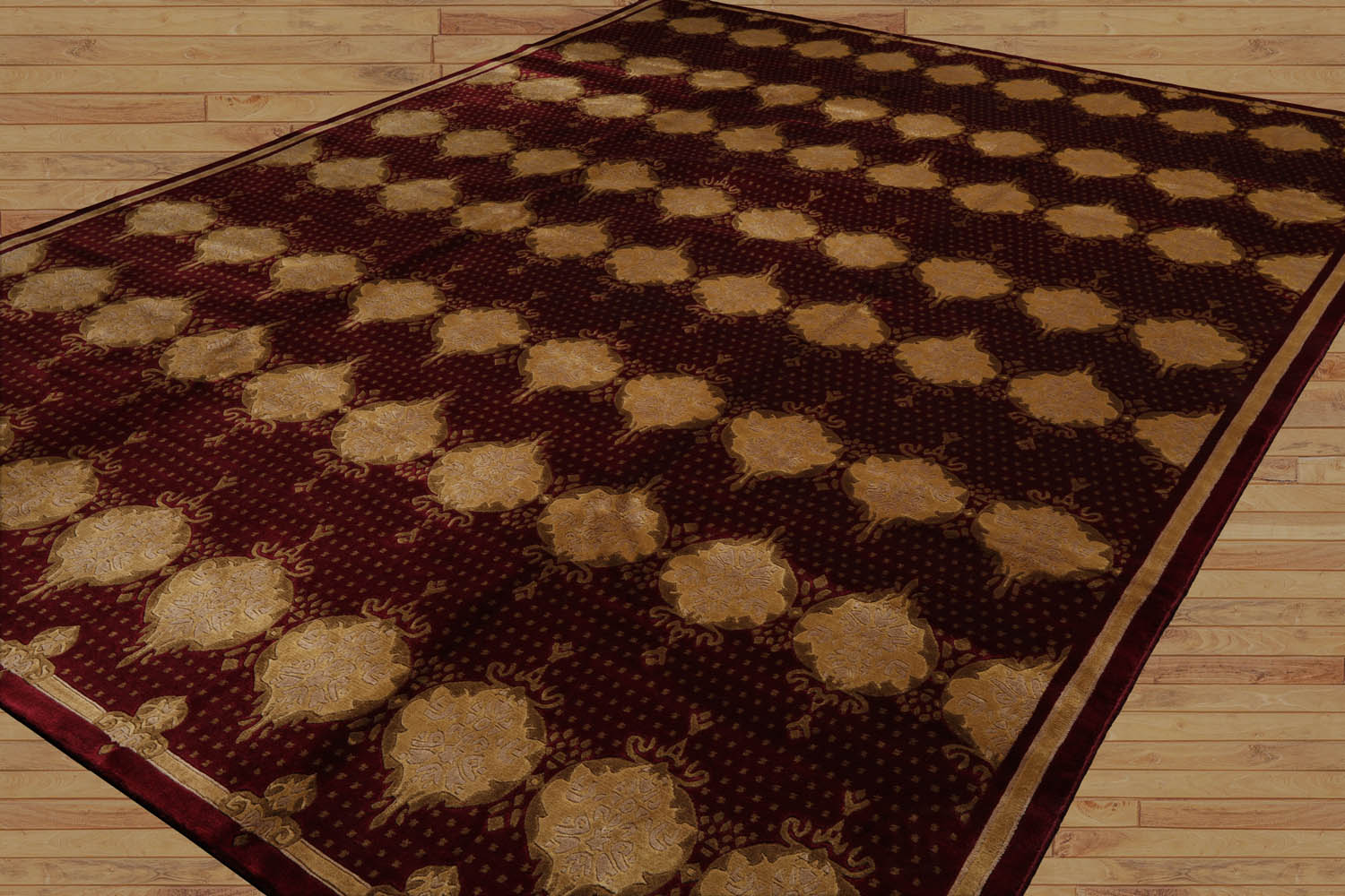 Smelley 9x12 Hand Knotted Savonnerie 100% Wool Traditional Oriental Area Rug Burgundy, Beige Color