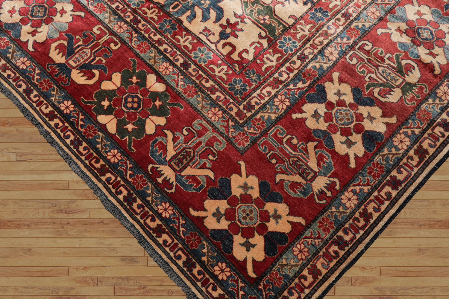 Lesane Palace Hand Knotted 100% Wool Kazakh Traditional Oriental Area Rug Beige, Coral Color