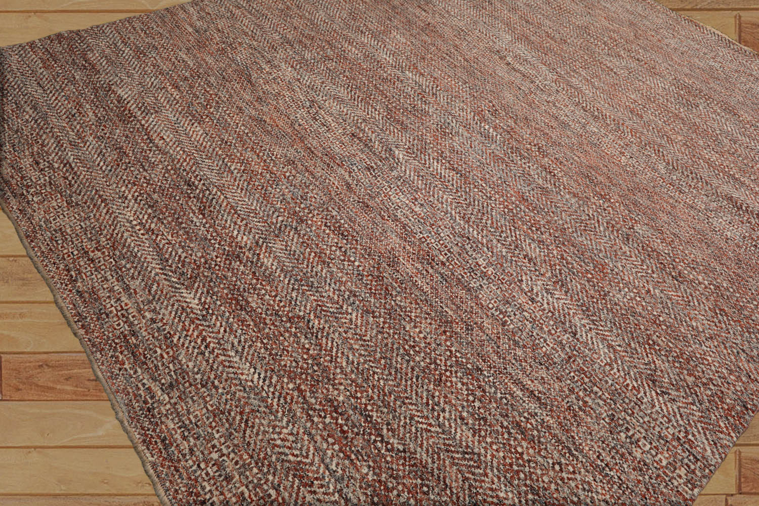 Jakirah 8x10 Hand Knotted 100% Wool Modern & Contemporary Oriental Area Rug Rust, Ivory Color