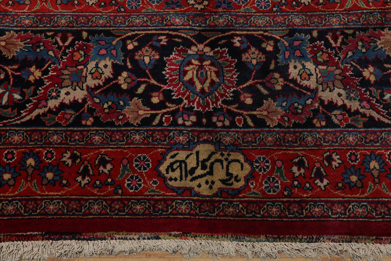 Talmage Palace Hand Knotted 100% Wool Tabriz Traditional Oriental Area Rug Burgundy, Midnight Blue Color