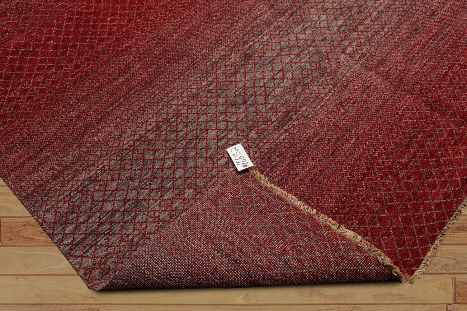 Nicholes 8x10 Hand Knotted 100% Wool Modern & Contemporary Oriental Area Rug Red, Gray Color