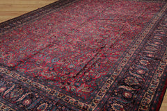 Chalco Palace Hand Knotted 100% Wool Mashad Traditional Oriental Area Rug Burgundy, Midnight Blue Color