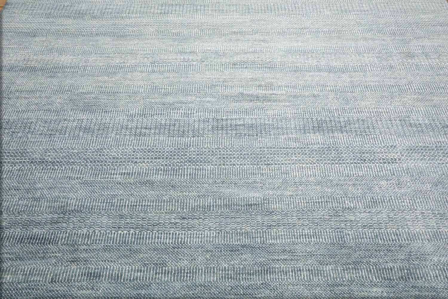 Multi Size Gray, Blue Hand Knotted Persian Wool and Silk Modern & Contemporary Oriental Area Rug