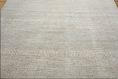 Multi Size Ivory, Slate Hand Knotted Wool and Silk Modern & Contemporary Oriental Area Rug