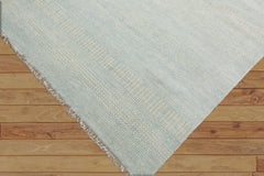 Multi Size Sea Foam, White Hand Knotted Wool and Silk Modern & Contemporary Oriental Area Rug