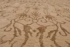 Juvon Square Beige, Gold Hand Knotted Tibetan Wool and Silk Transitional Oriental Area Rug