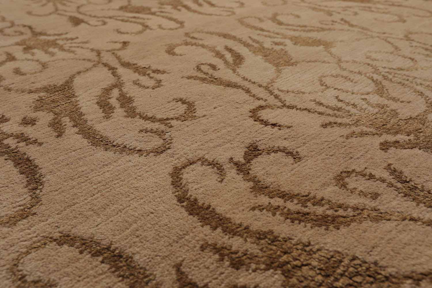 Juvon Square Beige, Gold Hand Knotted Tibetan Wool and Silk Transitional Oriental Area Rug