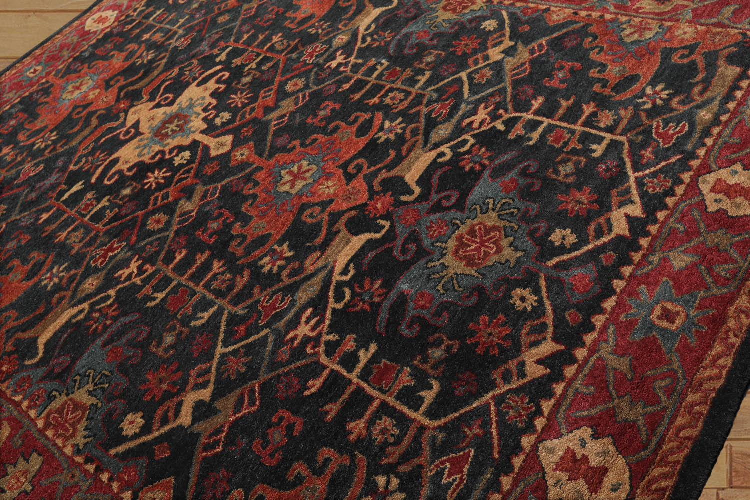 9 x 12  Navy Wine Burnt Orange Color Hand Tufted All-Over 100% Wool Arts & Crafts Oriental Rug